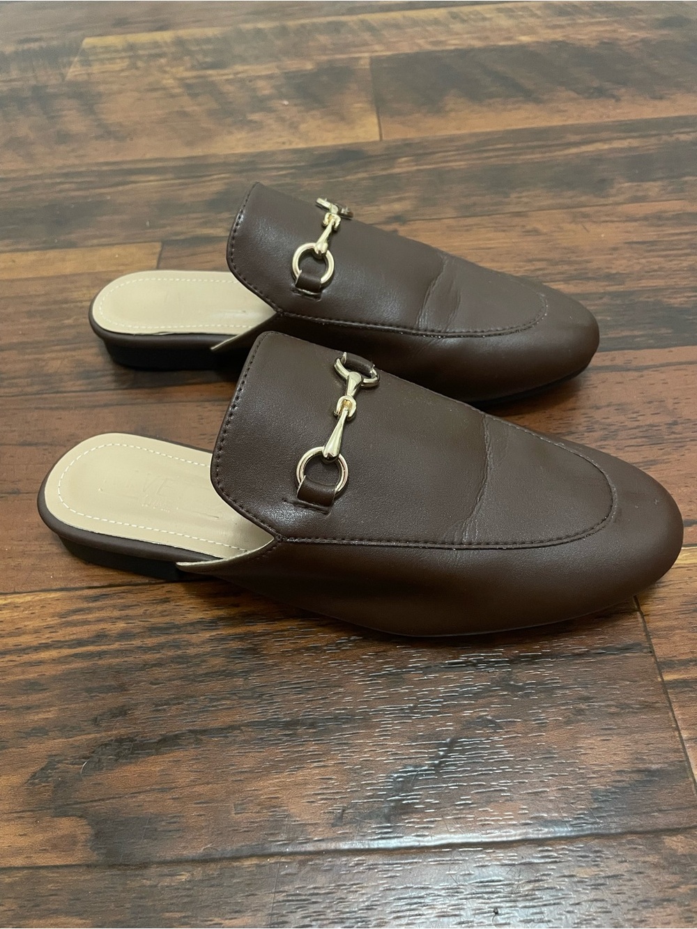 Brown Leather Buckle Slides